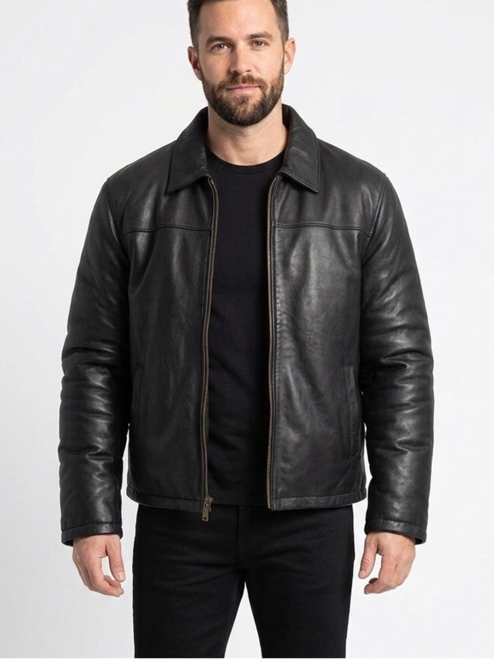 MARC NEW YORK ANDREW MARC Men’s Black Leather Moto Jacket Zipper Size 2XLT